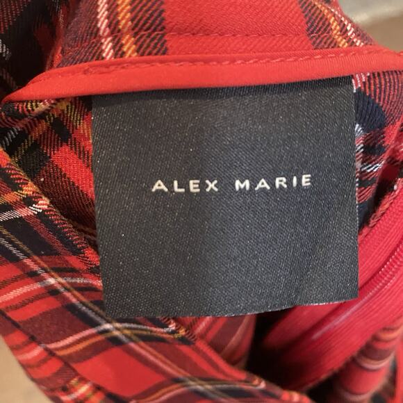 Tartan Plaid Skirt Women 12 Red Black Midi Flare Western Holiday Christmas Prep - Picture 2 of 11